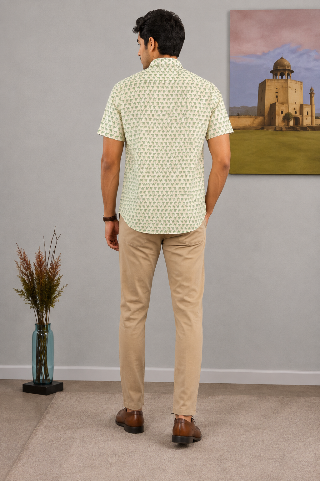 Artsy Hand Block Print Mens Shirt