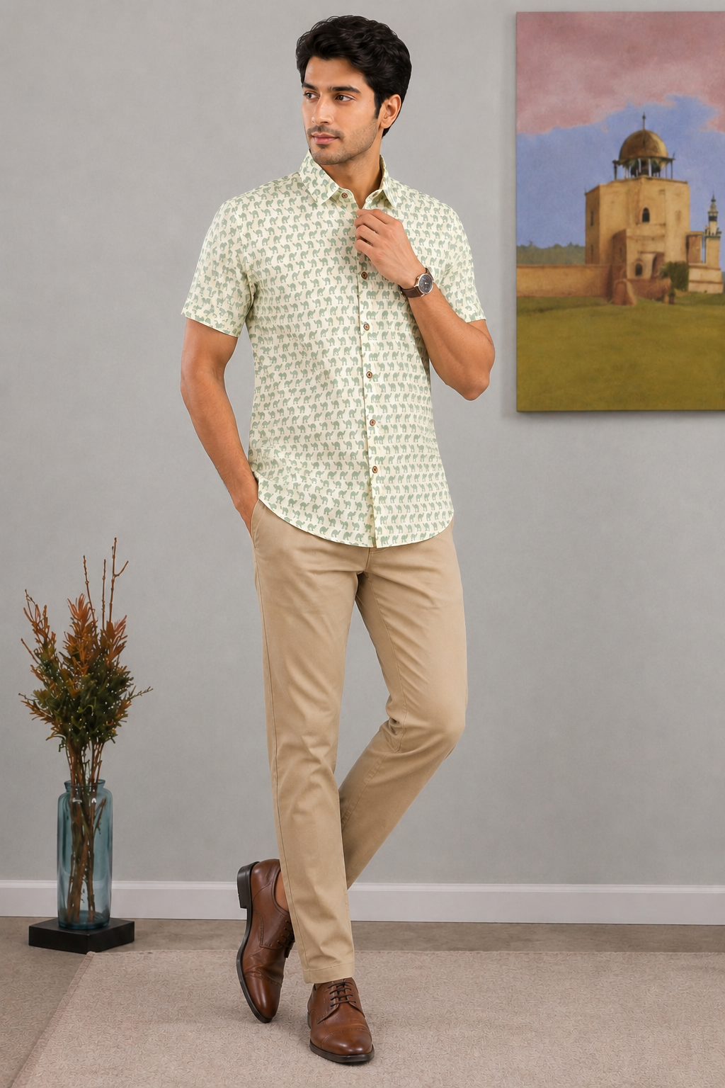 Artsy Hand Block Print Mens Shirt