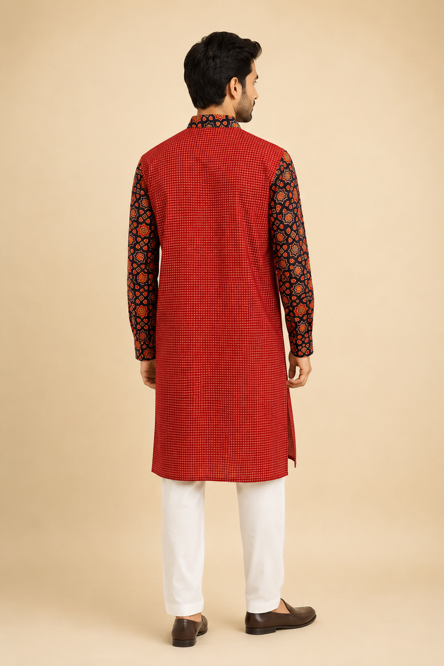 Maroon Ajrakh Handblock Cotton Kurta