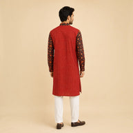 Maroon Ajrakh Handblock Cotton Kurta