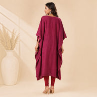 Maroon Embroidered Silk Kaftan
