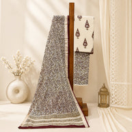 Offwhite Leaf Maheswari Silk Salwar Suit