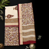 Offwhite Leaf Maheswari Silk Salwar Suit