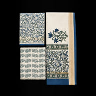 Offwhite Blue Floral Maheswari Silk Salwar Suit