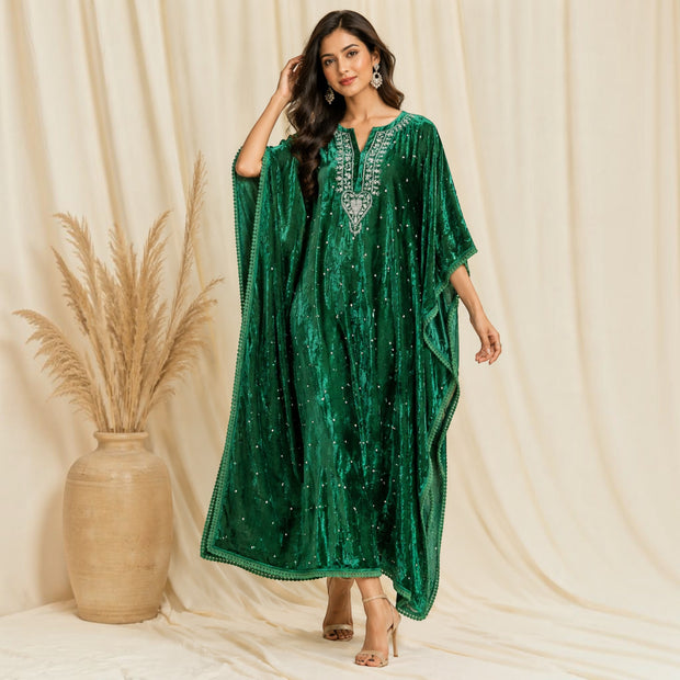 Green Velvet Kaftan