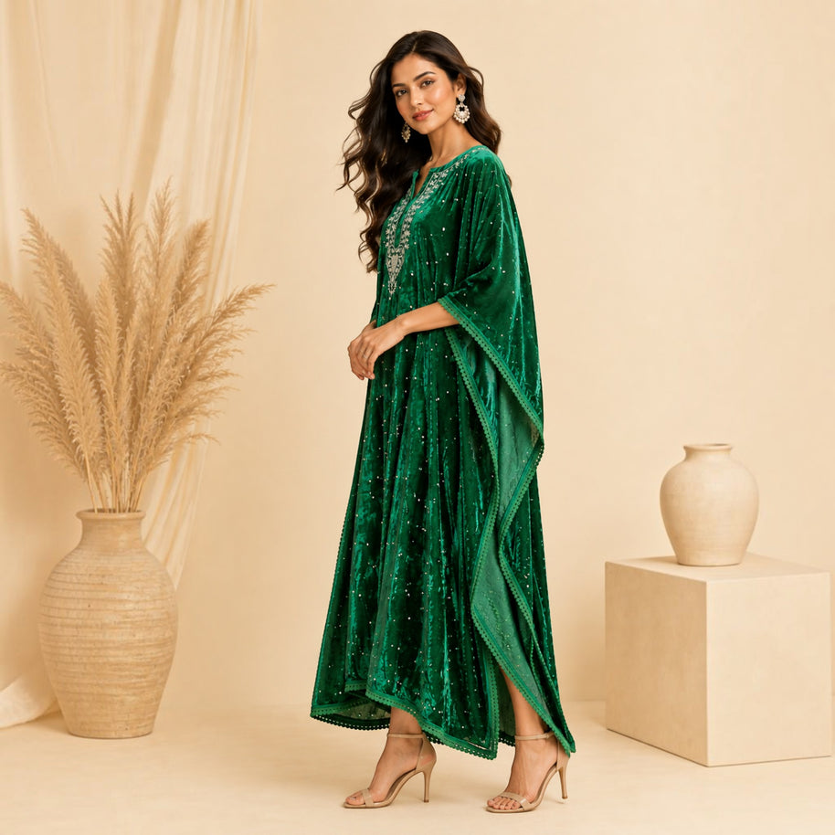 Green Velvet Kaftan