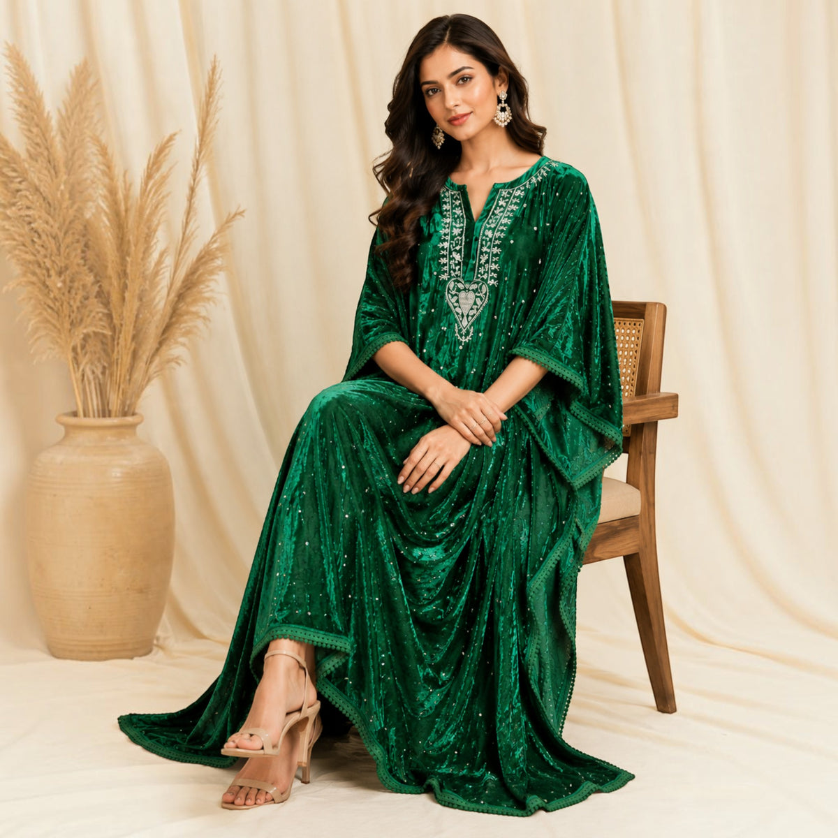 Green Velvet Kaftan