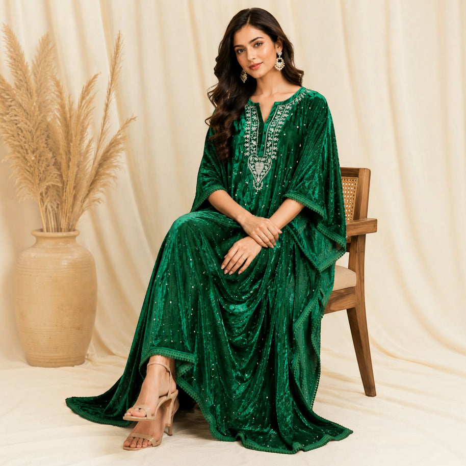Green Velvet Kaftan