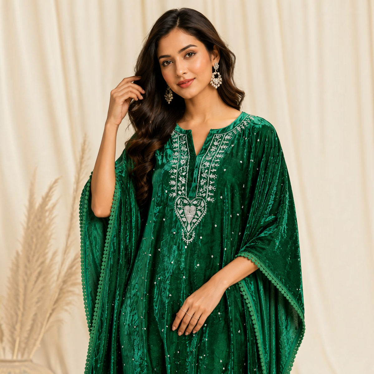 Green Velvet Kaftan
