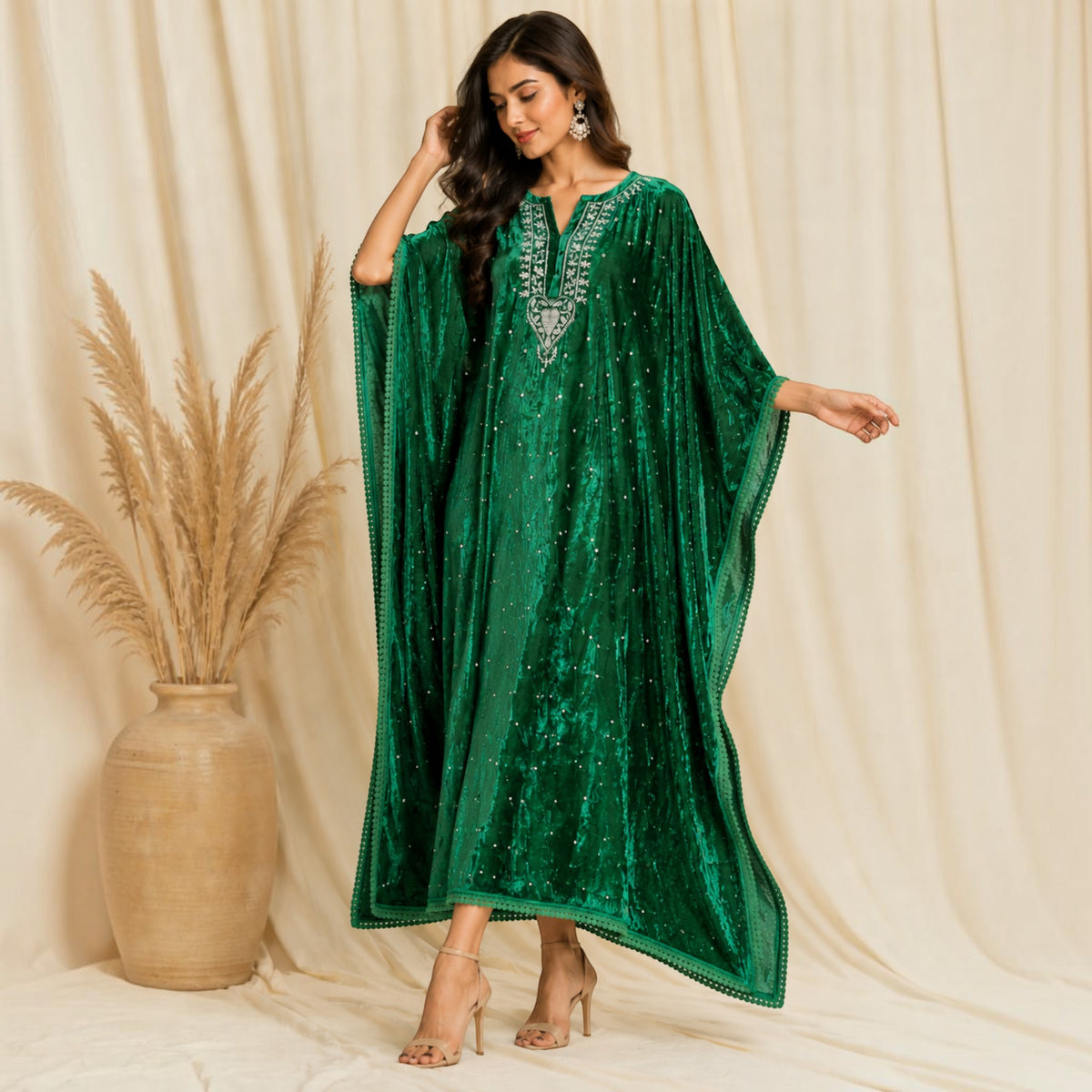 Green Velvet Kaftan