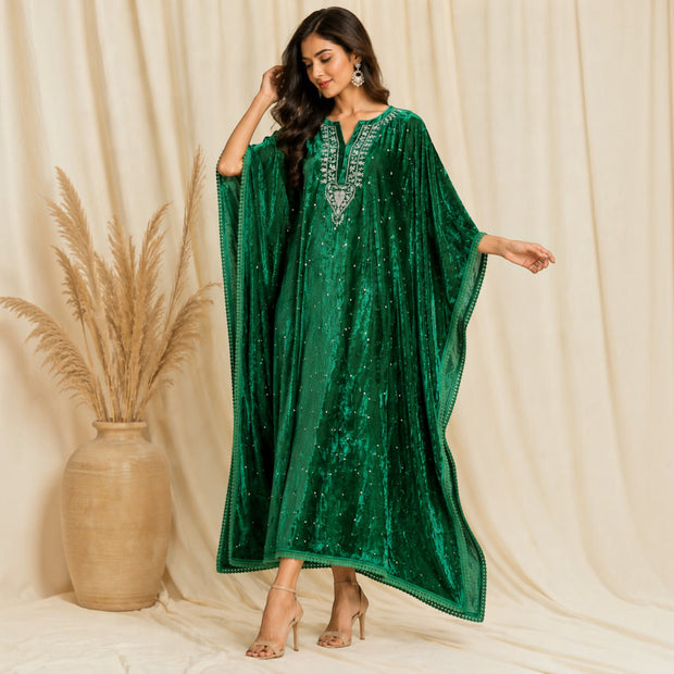 Green Velvet Kaftan