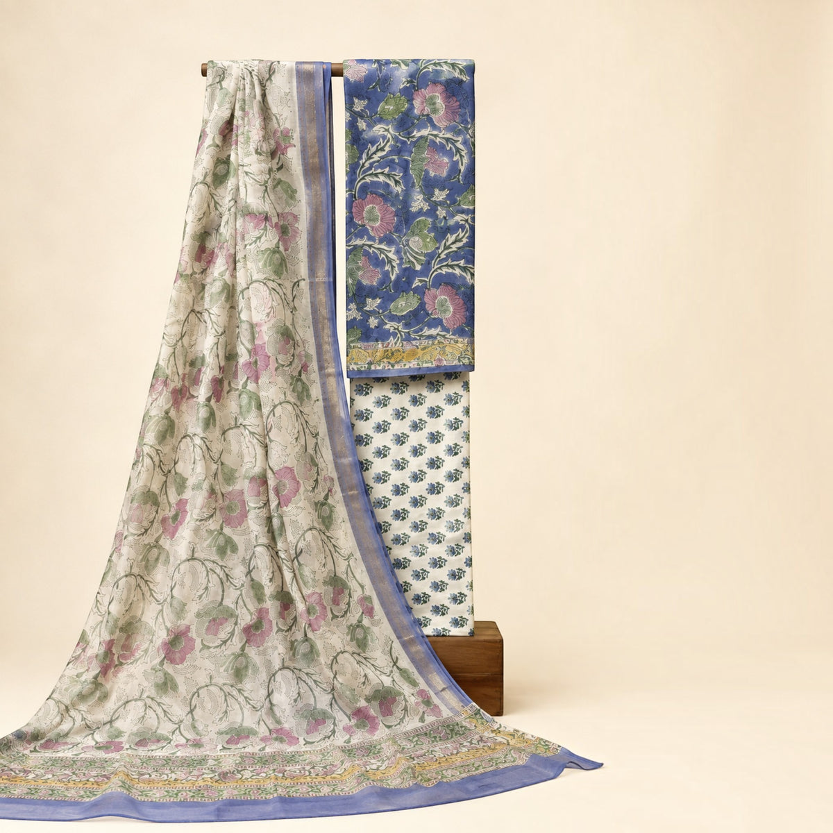 Purple Floral Maheswari Silk Salwar Suit