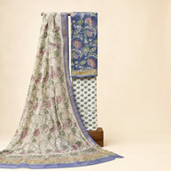 Purple Floral Maheswari Silk Salwar Suit