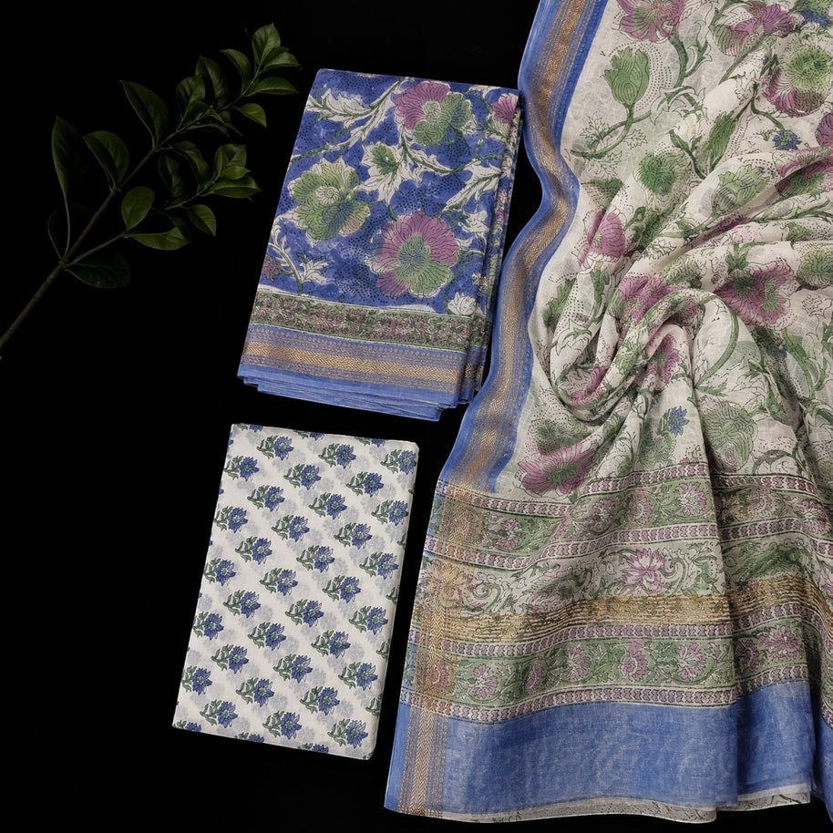 Purple Floral Maheswari Silk Salwar Suit
