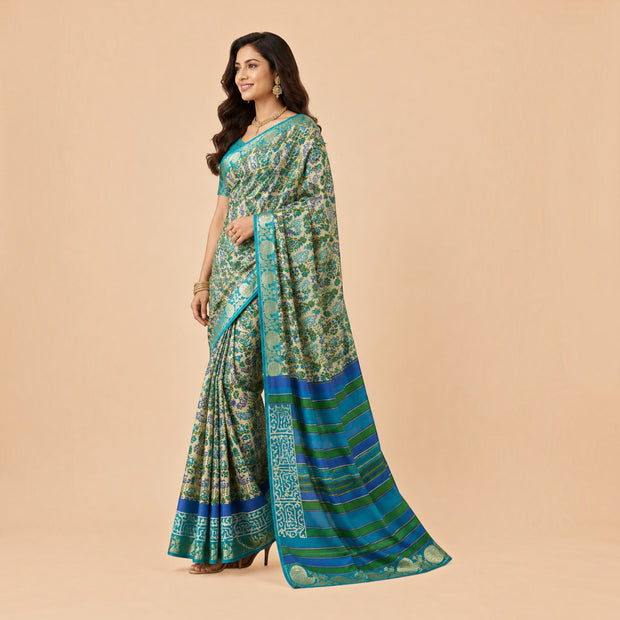 Offwhite Floral Silk Saree