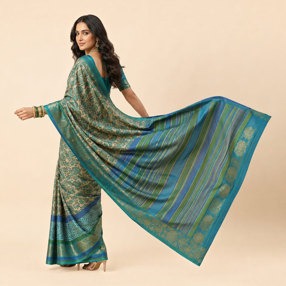 Offwhite Floral Silk Saree