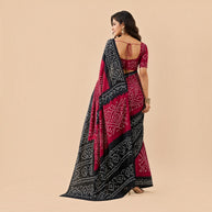 Maroon Black Bandhej Cotton Saree