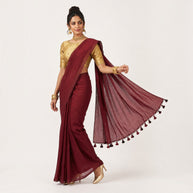 Maroon Handloom Cotton Saree