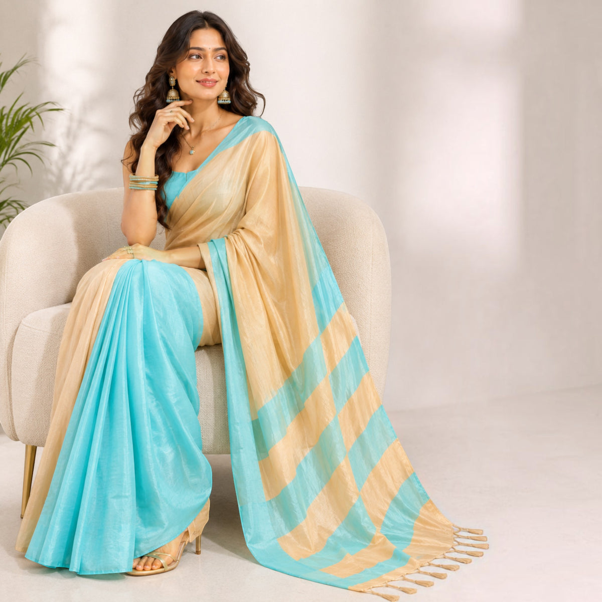 Stripe Radiance Handloom Cotton Saree