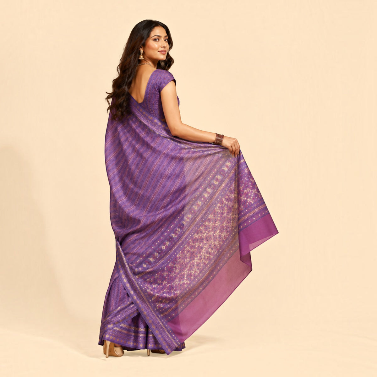 Purple Floral Silk Saree