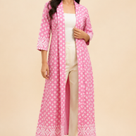 Pink Jamdani Cotton Shrug