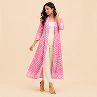 Pink Jamdani Cotton Shrug