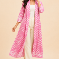 Pink Jamdani Cotton Shrug