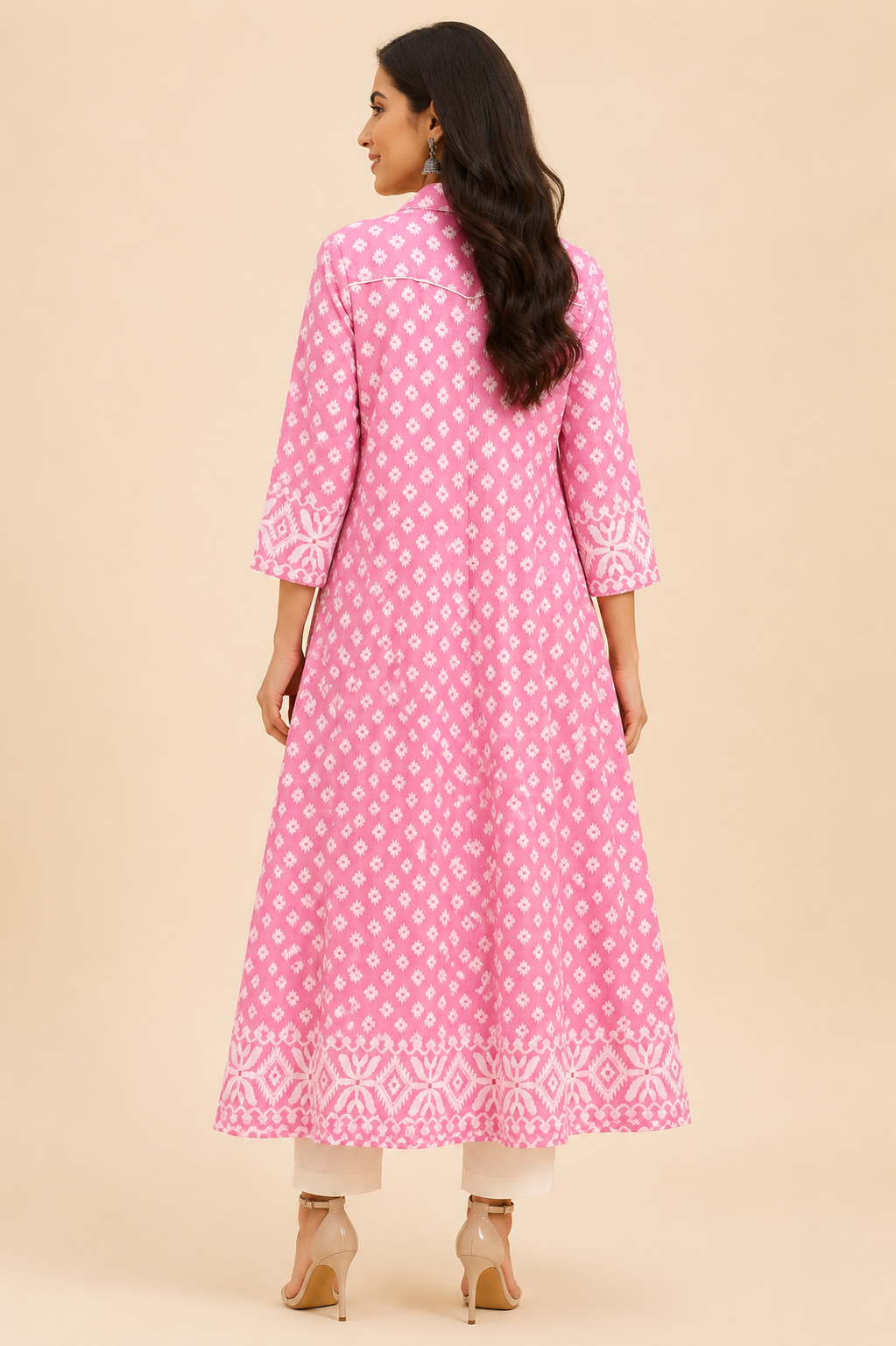 Pink Jamdani Cotton Shrug