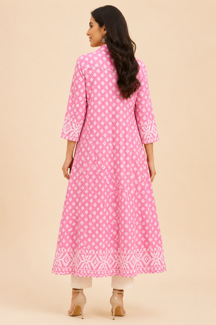 Pink Jamdani Cotton Shrug