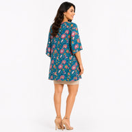 Teal Green Handblock Cotton Shrug