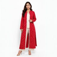 Rajwadi Red Bandhej Women’s Sherwani