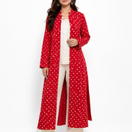 Red Modal Silk Bandhej Long Blazer