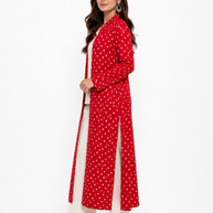 Red Modal Silk Bandhej Long Blazer