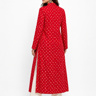 Red Modal Silk Bandhej Long Blazer