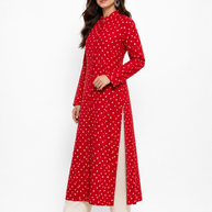Red Modal Silk Bandhej Long Blazer