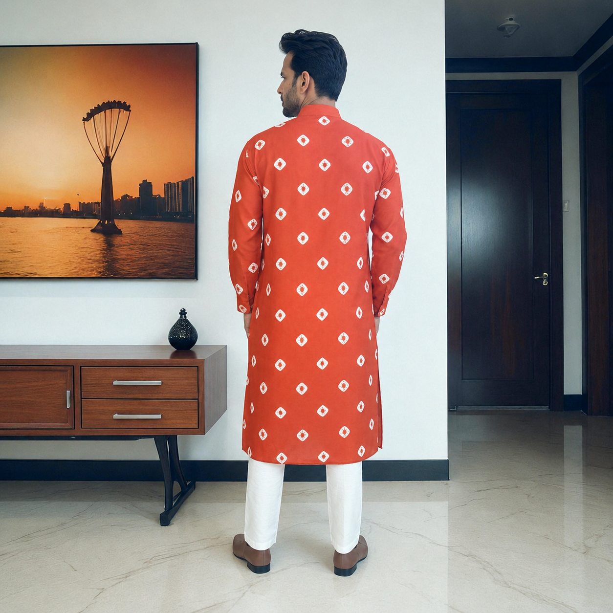Tanger Bandhani Silk Kurta