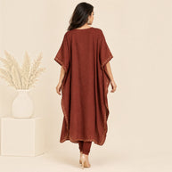 Brown Golden Paisley Silk Kaftan