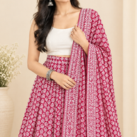 Red Cotton Wrap Around Skirt