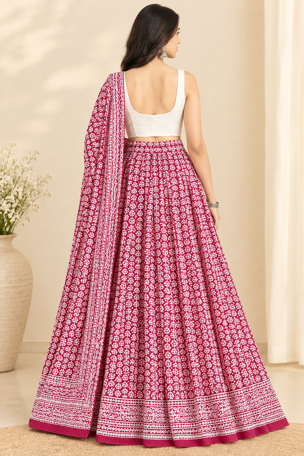 Red Cotton Wrap Around Skirt