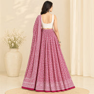 Red Handblock Cotton Wrap Around Skirt