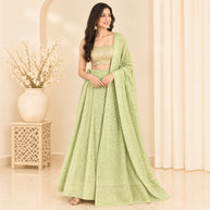 Light Green Handblock Cotton Wrap Around Skirt