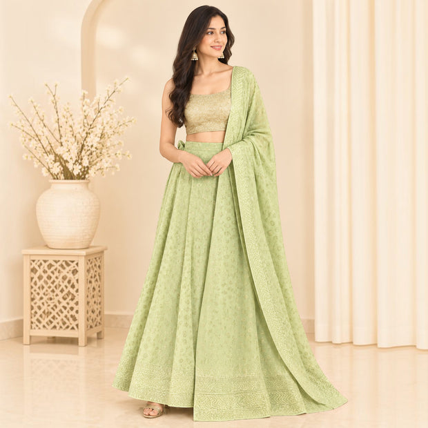 Light Green Handblock Cotton Wrap Around Skirt