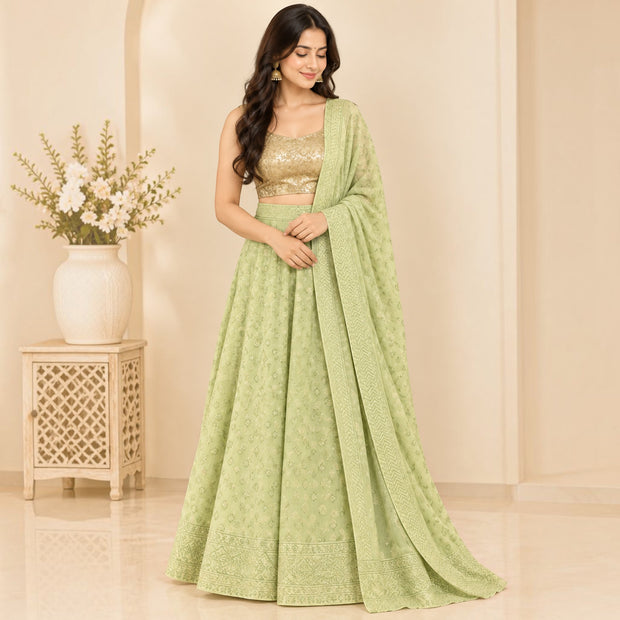Light Green Handblock Cotton Wrap Around Skirt