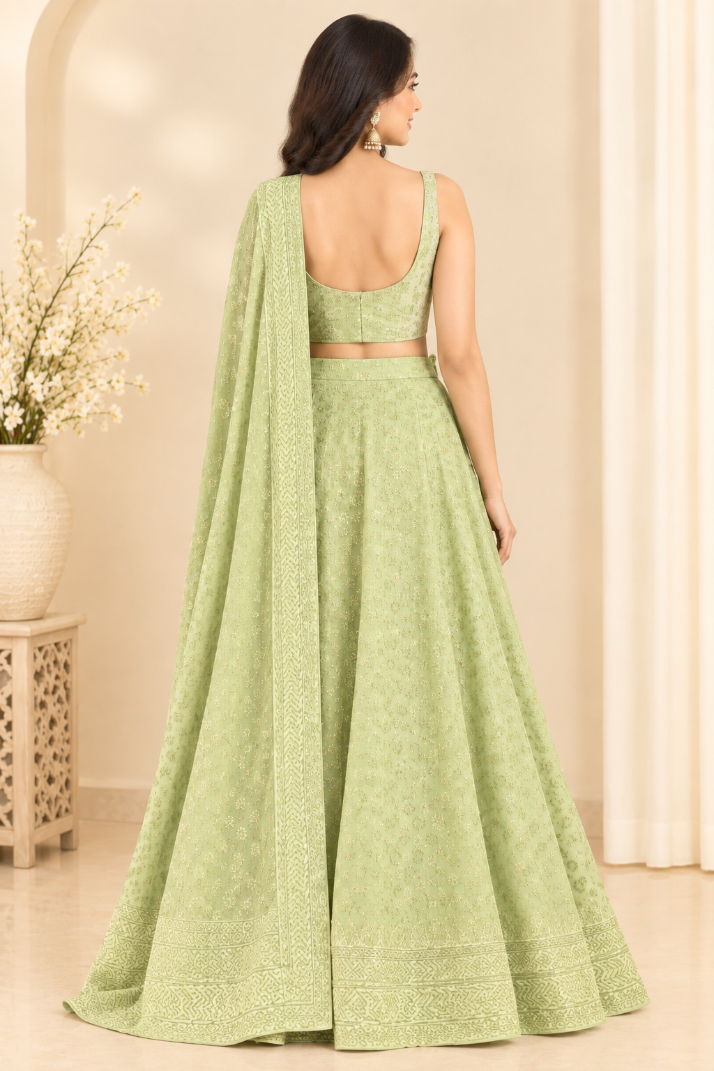 Light Green Cotton Wrap Around Skirt
