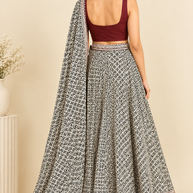 Offwhite Black Check Handblock Cotton Wrap Around Skirt