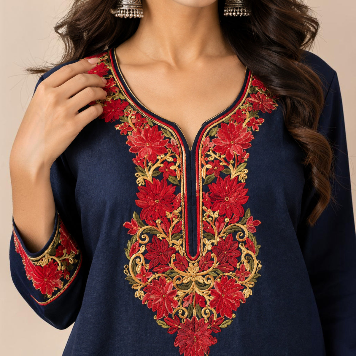Navy Blue Cotton Short Top