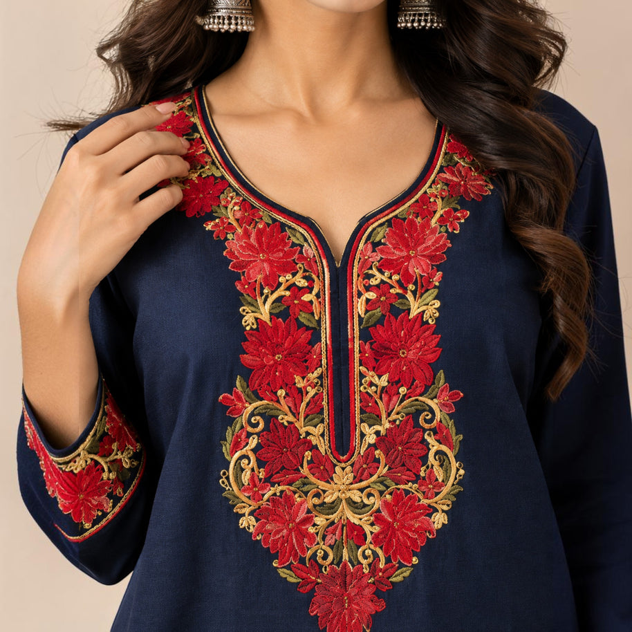 Navy Blue Cotton Short Top