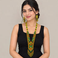 Yellow Multicolor Beaded Necklace Set