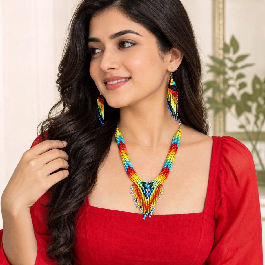 Multicolor Beaded Necklace Set