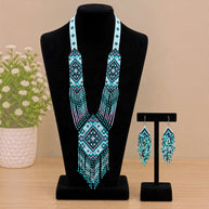Blue Beaded Necklace Set